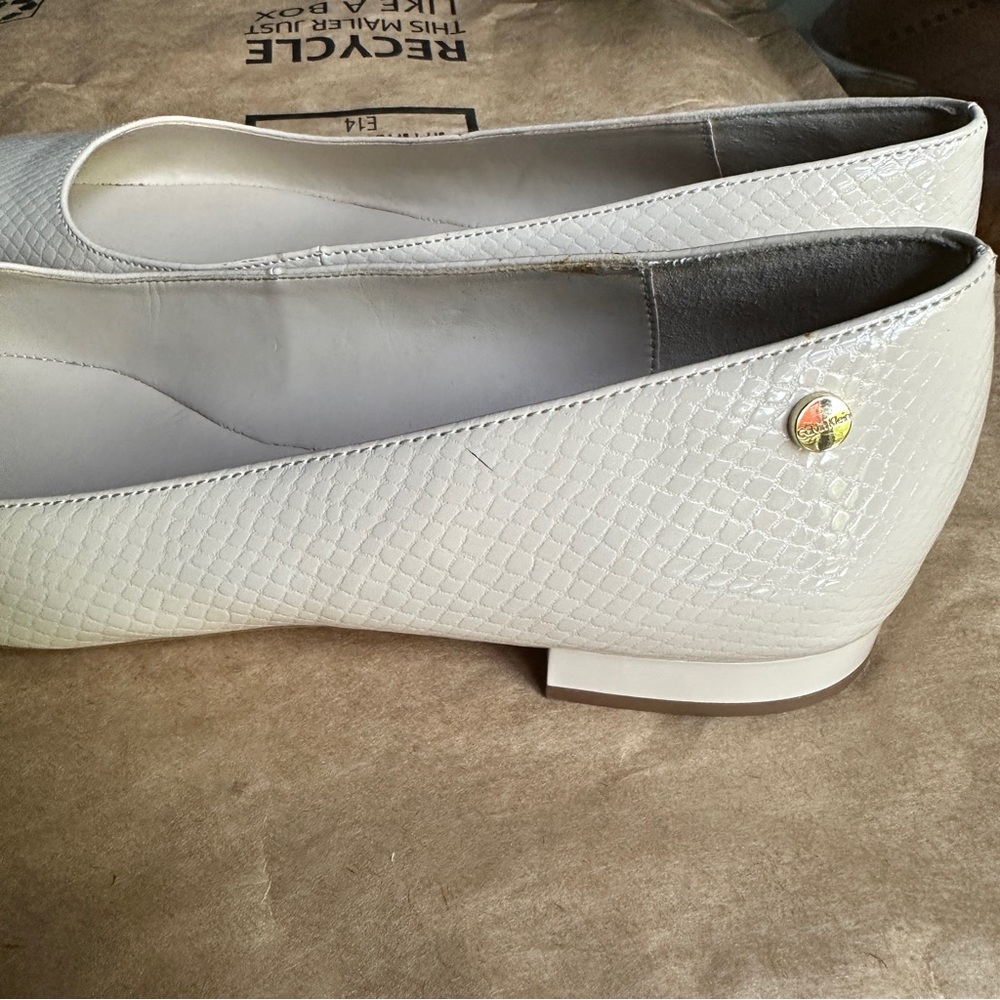 Calvin Klein Emerin Faux Snakeskin Nude Flats 8 - Picture 11 of 12